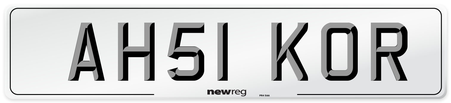 AH51 KOR Number Plate from New Reg